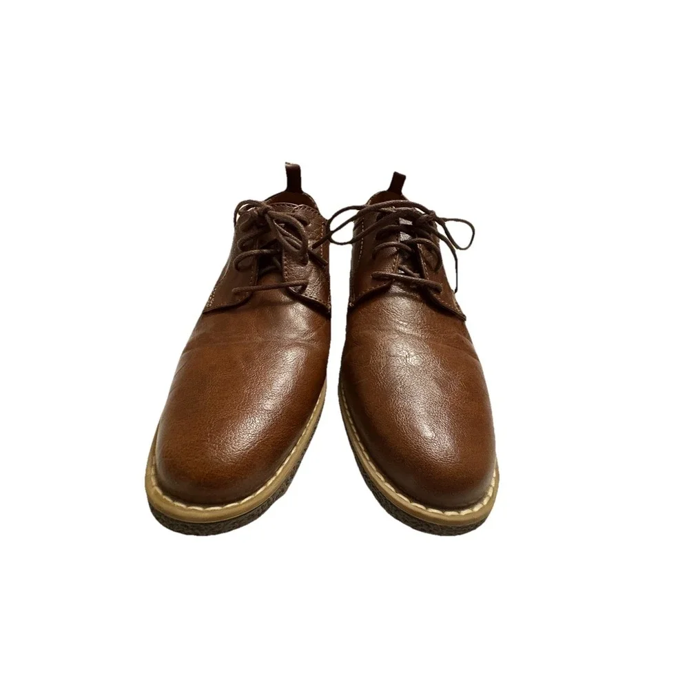 Deer Stags Zander Boys 5M Brown Faux Leather‎ Oxford Dress Shoes Memory Foam